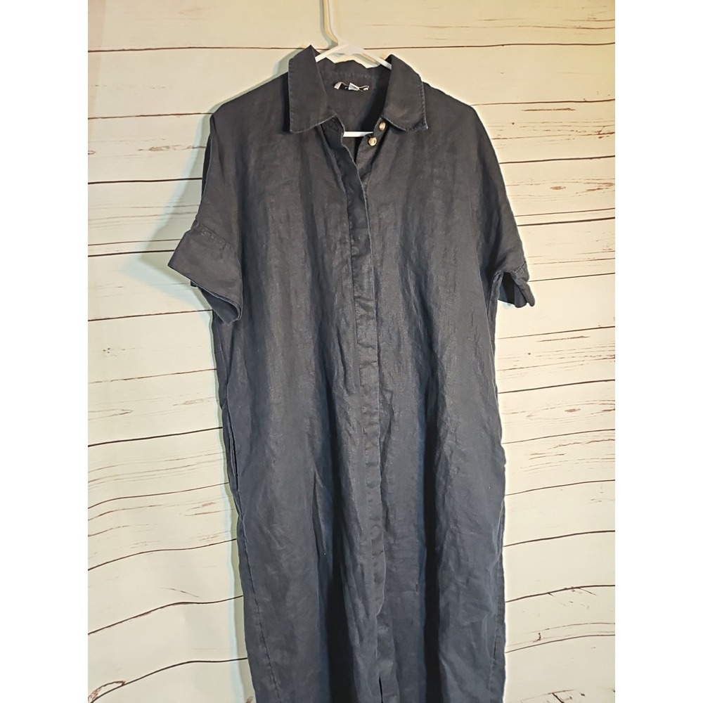 COS Linen Midi Shirt Dress‎ Women's Black Boho Lagenlook EU XS - Picture 3 of 12